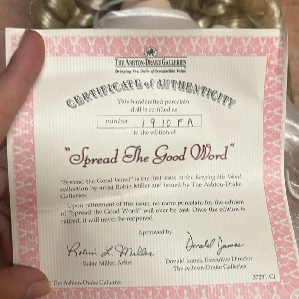 Charming Blonde Doll with Pink and White Dress - Picture 4 of 7